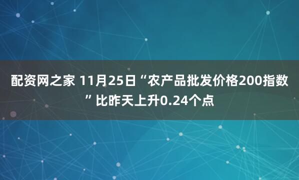 配资网之家 11月25日“农产品批发价格200指数”比昨天上升0.24个点